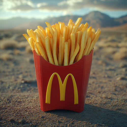 Big McDonald’s french fries seen from above