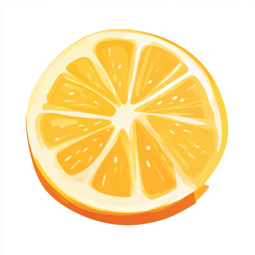 Big Slice of Orange with Cartoon Style on White Background