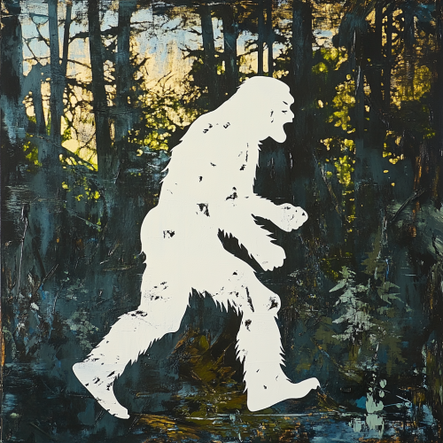 Bigfoot walking through forest in Pacific Northwest