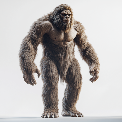 Bigfoot with menacing expression in hyper-realistic detail