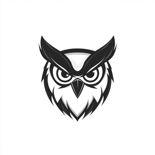 Black Owl Logo with Big Eyes and Smile