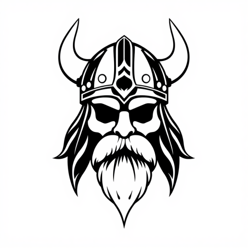 Black and white simple viking helmet schematic