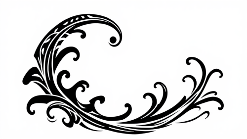 Black and white water design in Maori style.