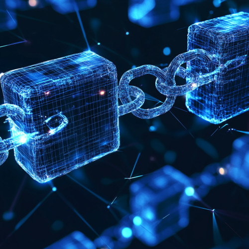 Blockchain technology: connected blocks symbolizing security and transparency
