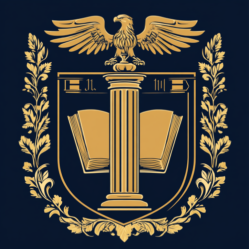 Blue and Gold University Coat of Arms Emblem