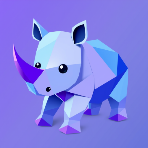 Blue and Purple Origami Baby Rhino Cartoon
