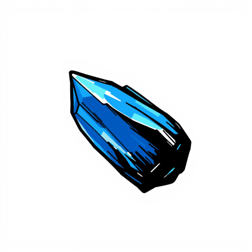 Blue crystal with black outline on clear background