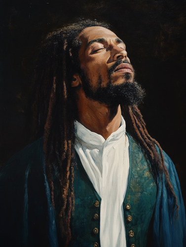 Bob Marley's Serene Strength: An Detailed Oil Portrait