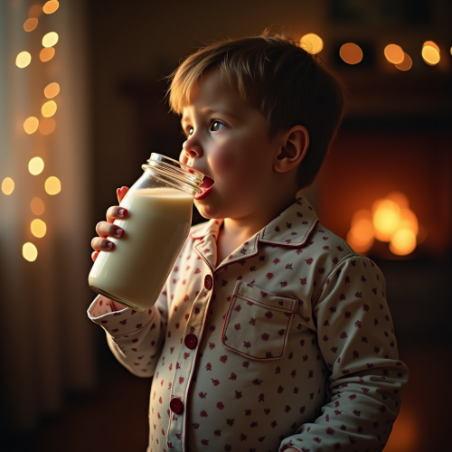 Boy Drinking Weight Gain Milk on Christmas Night