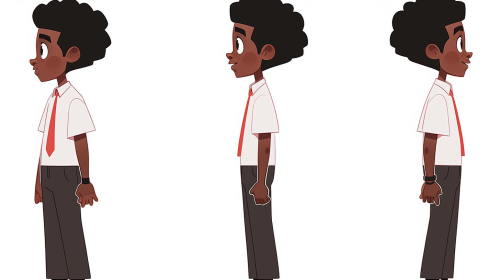 Boy in Afrocentric attire, simple line drawing