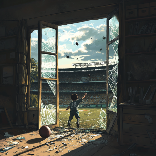 Boy playing football breaks window with a throw. Boy playing football breaks window with a throw.