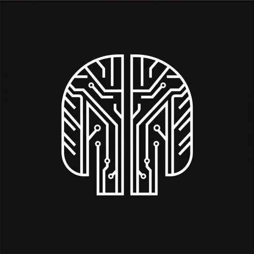 Brain circuit logo with M letter for tech company