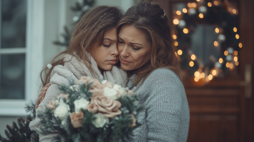 Brazilian Mother and Daughter with Christmas Decorations Brazilian Mother and Daughter with Christmas Decorations