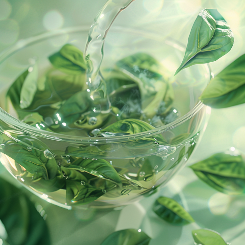 Brewing Green Tea: Close-up of Steeping Leaves
