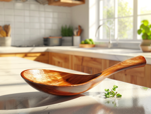 Bright, Photorealistic Wooden Scoop in Kitchen Magazine Cover