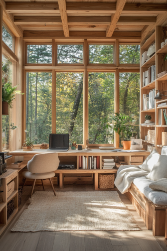 Bright and airy studio in small cabin setting. Bright and airy studio in small cabin setting.