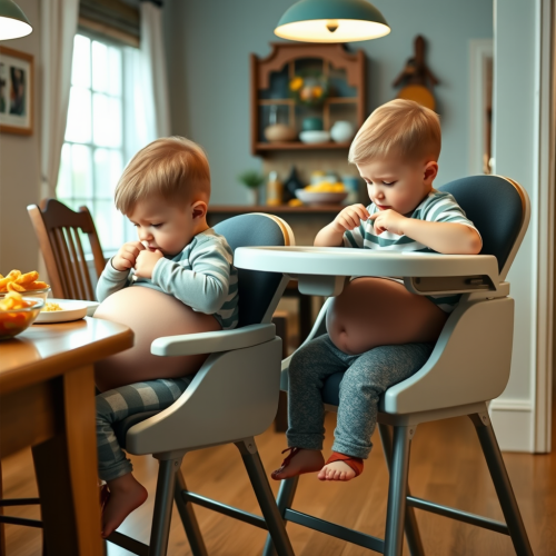 Brothers Growing Bigger While Eating in High Chairs