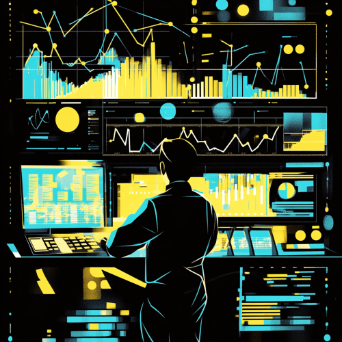 Business person analyzing costs and profits in graphs