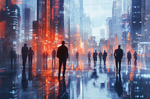 Busy City Tech Professionals Working Together