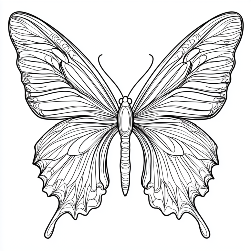 Butterfly Coloring Page with Scales and Thick Outline