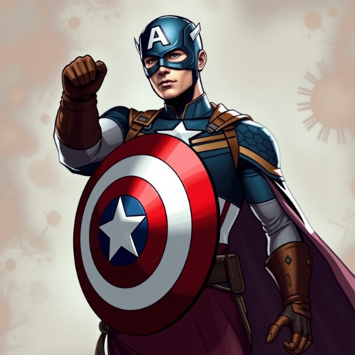 Captain America Wear Filipino Outfit and Holding Shield.