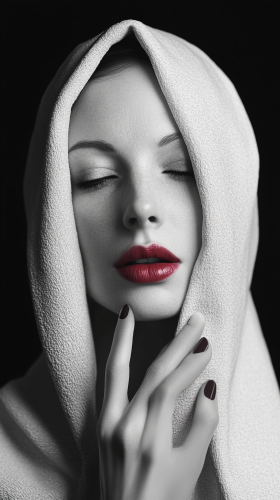 Captivating portrait of elegant woman exuding mystery