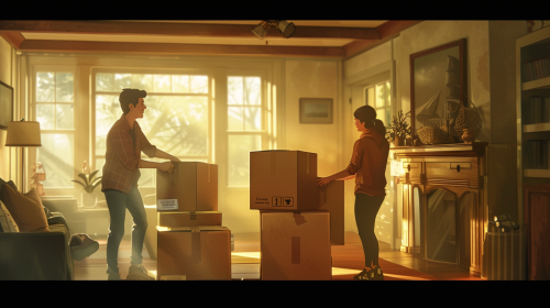 Carl's Moving Staff Helping Young Couple Settle In