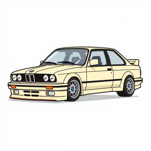 Cartoon BMW E30 M3 Minimalist Side View