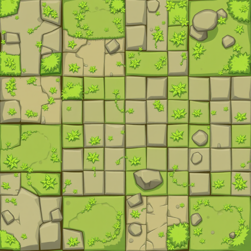 Cartoon grass and rock tiles for video game