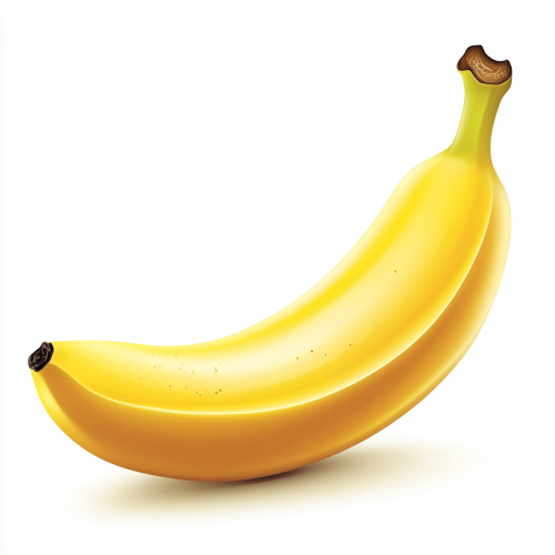 Cartoon-style Opened Banana with Small Glares on White Background