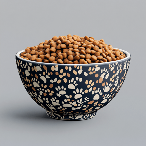 Cat Food in Paw Print Bowl