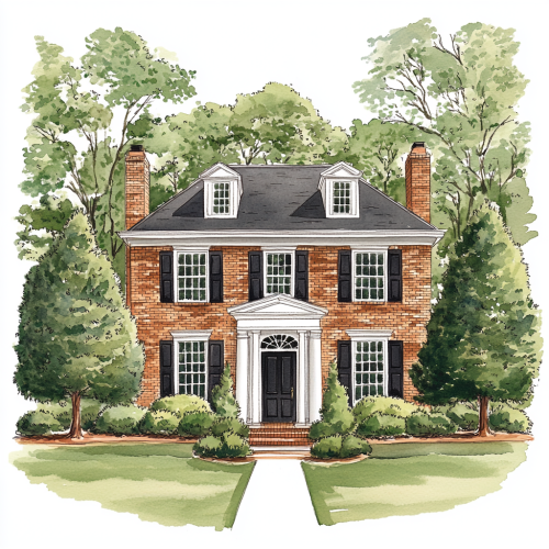 Charming Brick House with Tall Trees Awaits Visitors