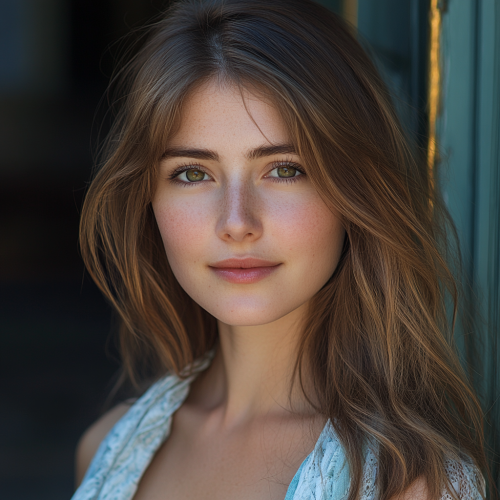 Charming Young Lady in Old European Village