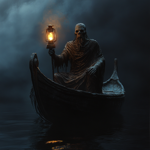 Charon Styx Boat Oil Lamp Mythology Horror Photography