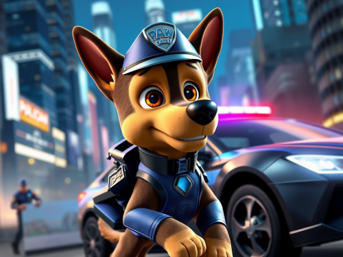 Chase from Canine Patrol in Futuristic Night City
