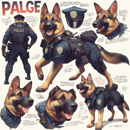 Chase the confident German Shepherd police officer portrait.
