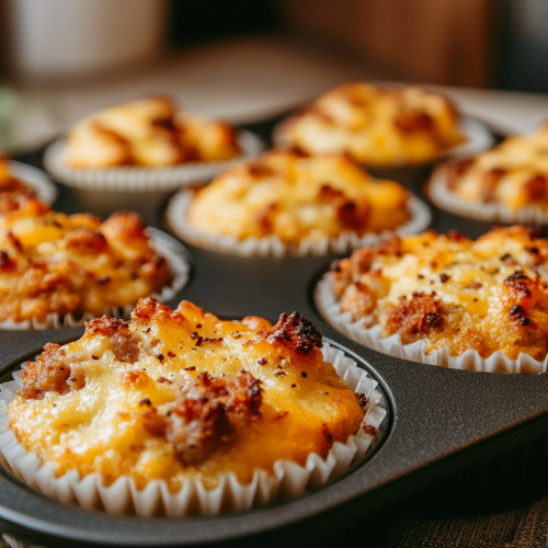 Cheesy Sausage Muffins in Muffin Tin
