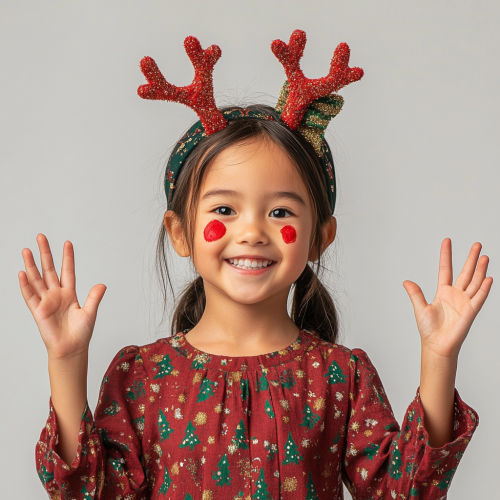 Chic Holiday Girl with Reindeer Antlers