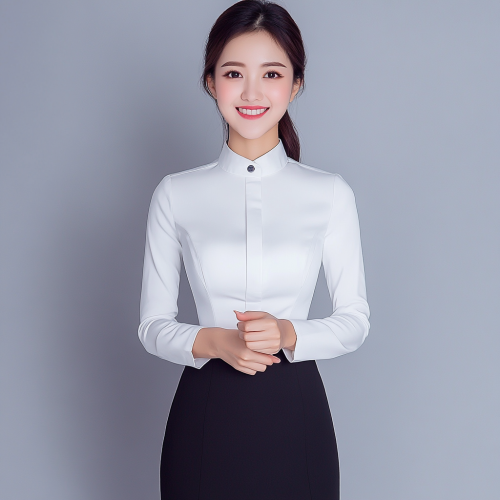 Chinese Jurchen woman in stylish outfit and smile