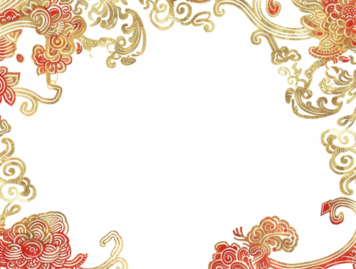 Chinese-style corner border design with intricate gold and red. Chinese-style corner border design with intricate gold and red.