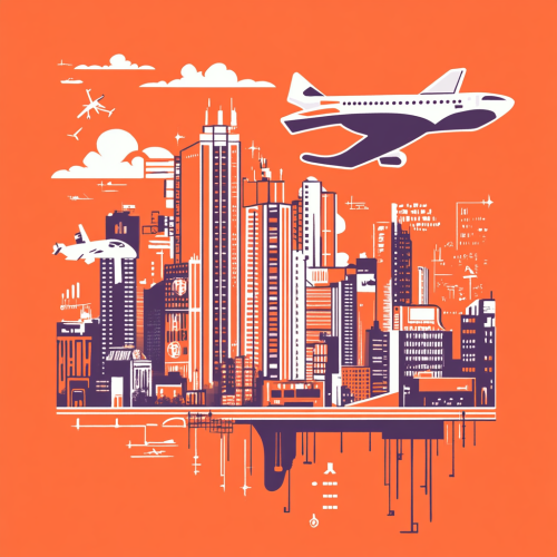 City Elements on Orange Oversized T-shirt Mockup