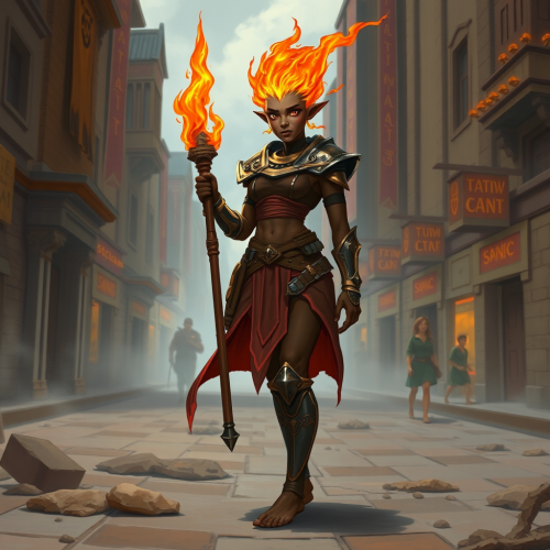 City Fire Genasi Druid in Medium Armor City Fire Genasi Druid in Medium Armor