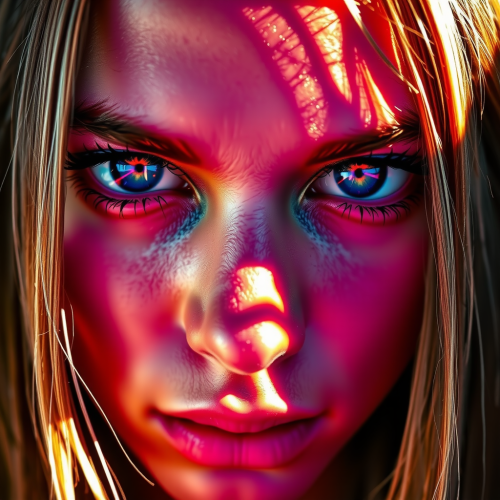 Close-Up Portrait of Young Woman in Sunlight