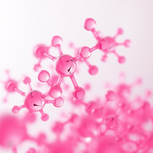 Close-Up of Pink Glass Molecules on White