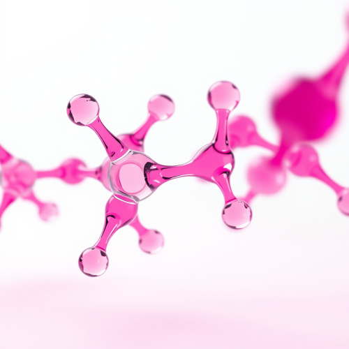 Close-Up of Pink Glass Molecules on White Close-Up of Pink Glass Molecules on White