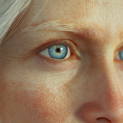 Close-up of 30-year-old woman with blonde hair