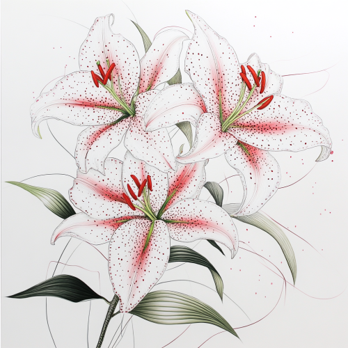 Close-up shot of two beautiful stargazer lilies