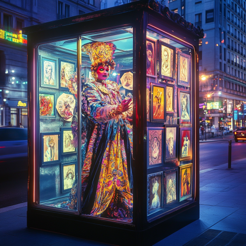 Colorful, surreal fortune teller with art-filled tarot cards.