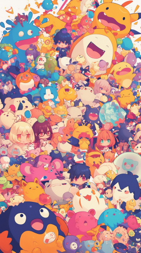 Colorful Cartoon Character Doodle Art Wallpaper