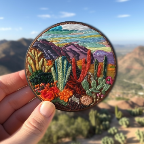 Colorful Desert Patch with Embroidered Flowers